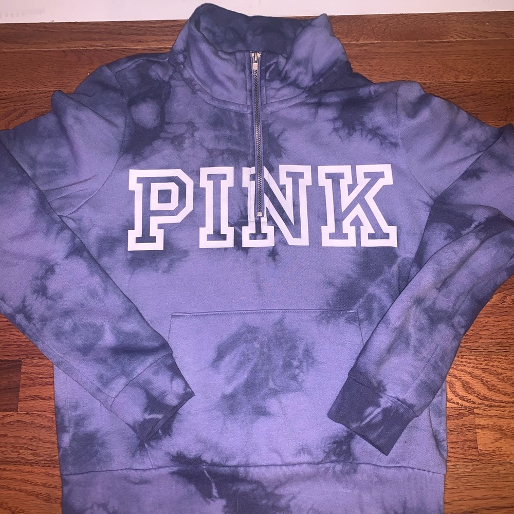 VS PINK QUATER-ZIP TIE-DYE HOODIE!